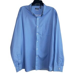 Van Heusen Shirt Mens XXL 18-18 1/2 Blue Never Tuck Classic Fit Long Sleeve